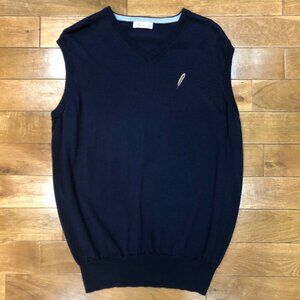 Peter Millar Merino Wool & Silk Blend V-Neck Fine Gage Knit Navy Vest Size M